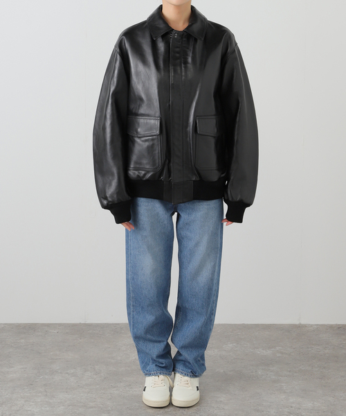 FRAMeWORK(フレームワーク)の「LOEFF/ロエフ LAMB LTR FLHT ジャケット(ライダースジャケット・レディース・ブラック・FREE)」の5枚目の写真