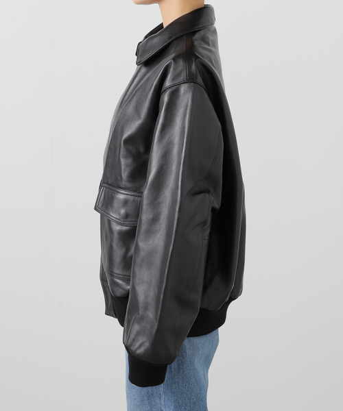 FRAMeWORK(フレームワーク)の「LOEFF/ロエフ LAMB LTR FLHT ジャケット(ライダースジャケット・レディース・ブラック・FREE)」の7枚目の写真