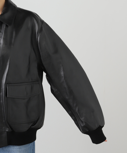 FRAMeWORK(フレームワーク)の「LOEFF/ロエフ LAMB LTR FLHT ジャケット(ライダースジャケット・レディース・ブラック・FREE)」の10枚目の写真