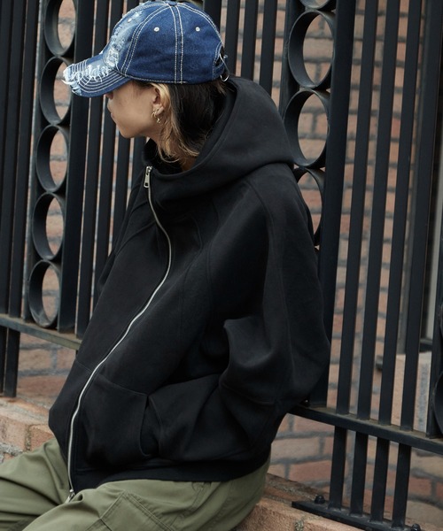 Theater code(シアターコード)の「High-Neck Zip-Up Hoodie/ハイネックジップパーカーメンズ(パーカー・メンズ・ブラック/グレー・L/M)」の21枚目の写真