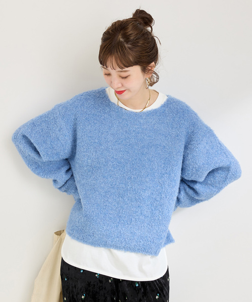 NKNIT ブルーニットshort niko and（ニコアンド）の「モールラインニットプルオーバー