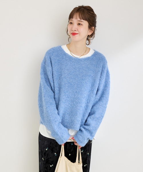 B.C STOCK(ベーセーストック)の「手洗い可 / ブークレーニット(ニット/セーター・レディース・グレー/ピンク/ブルー・FREE)」の14枚目の写真