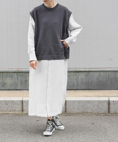 FORK&SPOON（フォークアンドスプーン）の「FORK&SPOON　クルーネックニットベスト（ベスト・レディース・チャコールグレー/ベージュ・1）」の8枚目の写真