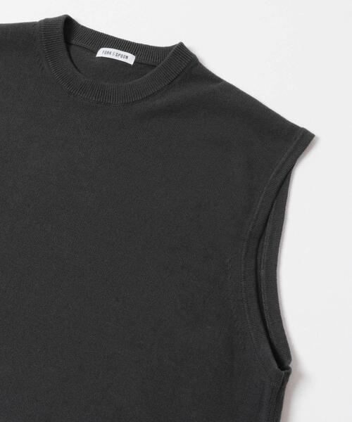 FORK&SPOON（フォークアンドスプーン）の「FORK&SPOON　クルーネックニットベスト（ベスト・レディース・チャコールグレー/ベージュ・1）」の10枚目の写真