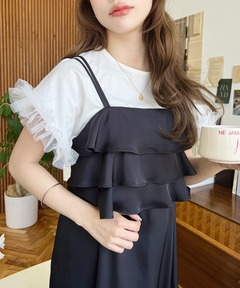 セール】サテンフリルキャミワンピース（ワンピース）｜moment+