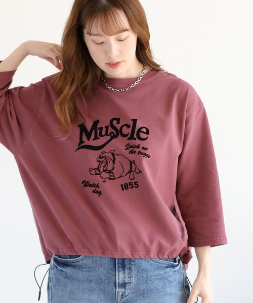 cepo(セポ)の「ミニ裏毛スソドロストプルオーバー(Tシャツ/カットソー・レディース・ワイン/チャコール/ベージュ・M)」の1枚目の写真