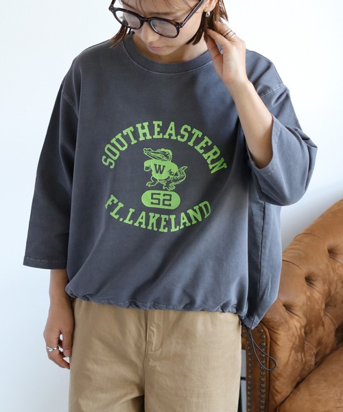 cepo(セポ)の「ミニ裏毛スソドロストプルオーバー(Tシャツ/カットソー・レディース・ワイン/チャコール/ベージュ・M)」の2枚目の写真