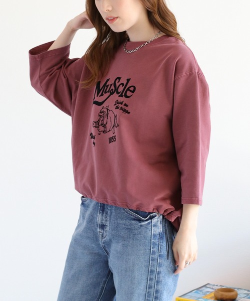 cepo(セポ)の「ミニ裏毛スソドロストプルオーバー(Tシャツ/カットソー・レディース・ワイン/チャコール/ベージュ・M)」の10枚目の写真