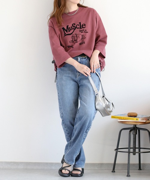 cepo(セポ)の「ミニ裏毛スソドロストプルオーバー(Tシャツ/カットソー・レディース・ワイン/チャコール/ベージュ・M)」の8枚目の写真