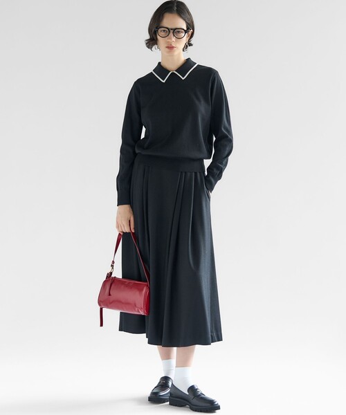 洗える】ウーステッドウール ポロニット（ニット/セーター）｜23区 L