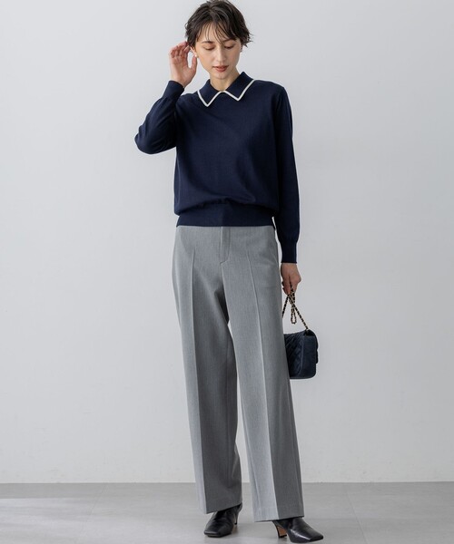 洗える】ウーステッドウール ポロニット（ニット/セーター）｜23区 L