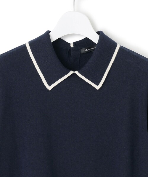 洗える】ウーステッドウール ポロニット（ニット/セーター）｜23区 L