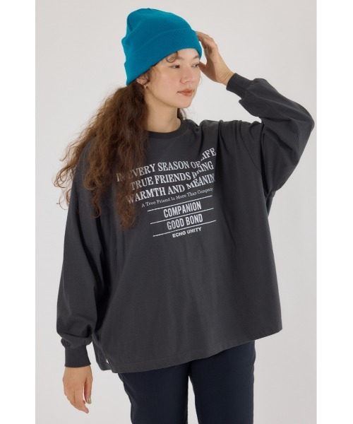 RODEO CROWNS WIDE BOWL（ロデオクラウンズワイドボウル）の「バックドッキングロングスリーブTシャツ（Tシャツ/カットソー・レディース・カーキ/オフホワイト/ダークオレンジ/チャコールグレー・FREE）」の5枚目の写真