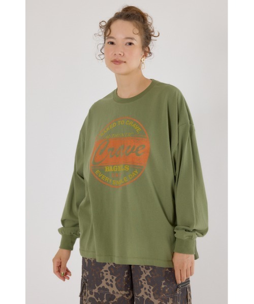 RODEO CROWNS WIDE BOWL（ロデオクラウンズワイドボウル）の「バックドッキングロングスリーブTシャツ（Tシャツ/カットソー・レディース・カーキ/オフホワイト/ダークオレンジ/チャコールグレー・FREE）」の11枚目の写真