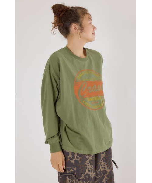 RODEO CROWNS WIDE BOWL（ロデオクラウンズワイドボウル）の「バックドッキングロングスリーブTシャツ（Tシャツ/カットソー・レディース・カーキ/オフホワイト/ダークオレンジ/チャコールグレー・FREE）」の12枚目の写真