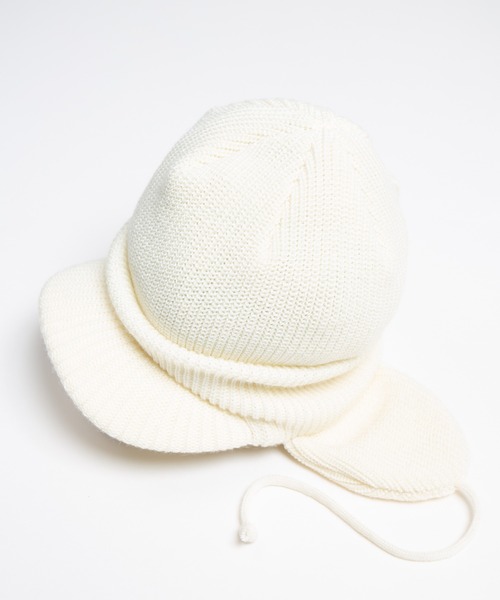 RACAL（ラカル）の「Ear Tab Round Visor Military Knit Cap / 耳たぶ付きバイザーニットキャップ（ニットキャップ/ビーニー・メンズ・ベージュ/ブラック/チャコールグレー/アイボリー・FREE）」の10枚目の写真