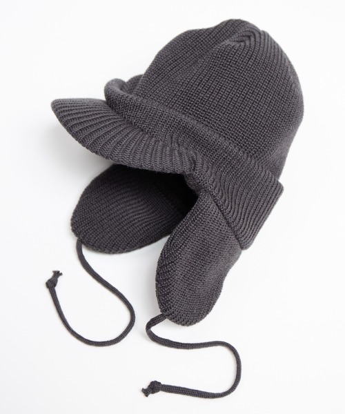 RACAL（ラカル）の「Ear Tab Round Visor Military Knit Cap / 耳たぶ付きバイザーニットキャップ（ニットキャップ/ビーニー・メンズ・ベージュ/ブラック/チャコールグレー/アイボリー・FREE）」の16枚目の写真