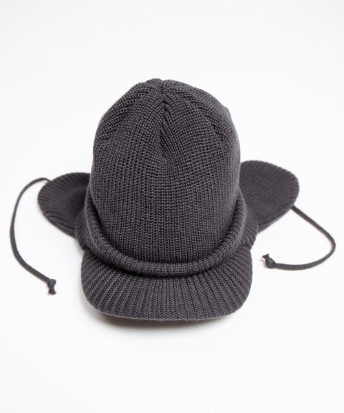 RACAL（ラカル）の「Ear Tab Round Visor Military Knit Cap / 耳たぶ付きバイザーニットキャップ（ニットキャップ/ビーニー・メンズ・ベージュ/ブラック/チャコールグレー/アイボリー・FREE）」の18枚目の写真