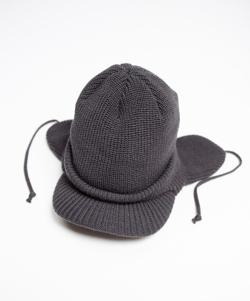 RACAL（ラカル）の「Ear Tab Round Visor Military Knit Cap / 耳たぶ付きバイザーニットキャップ（ニットキャップ/ビーニー・メンズ・ベージュ/ブラック/チャコールグレー/アイボリー・FREE）」の19枚目の写真