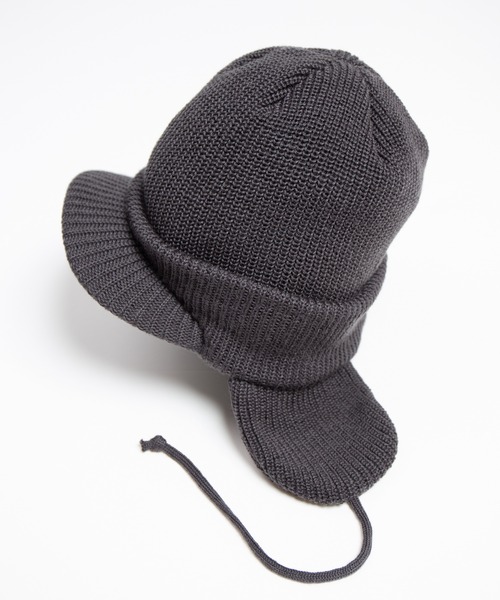 RACAL（ラカル）の「Ear Tab Round Visor Military Knit Cap / 耳たぶ付きバイザーニットキャップ（ニットキャップ/ビーニー・メンズ・ベージュ/ブラック/チャコールグレー/アイボリー・FREE）」の20枚目の写真