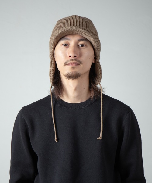 RACAL（ラカル）の「Ear Tab Round Visor Military Knit Cap / 耳たぶ付きバイザーニットキャップ（ニットキャップ/ビーニー・メンズ・ベージュ/ブラック/チャコールグレー/アイボリー・FREE）」の21枚目の写真