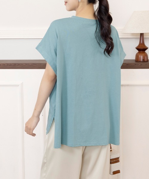 ONEP STAR（ワンピスター）の「サイドスリットラウンドネックカットソー（Tシャツ/カットソー・レディース・アイボリー/ブルー系その他/ブラック/チャコールグレー・MEDIUM）」の22枚目の写真