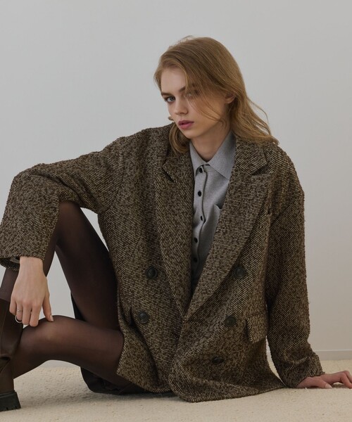 Diagram(ダイアグラム)の「カルゼツイードダブルジャケット(その他アウター・レディース・グレー/ブラウン・38/36)」の1枚目の写真