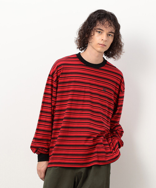 Purple&Yellow(パープルアンドイエロー)の「ランダムボーダー 長袖Tシャツ(Tシャツ/カットソー・メンズ・レッド/ホワイト/ブラウン・MEDIUM/LARGE/SMALL)」の18枚目の写真