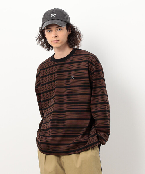 Purple&Yellow(パープルアンドイエロー)の「ランダムボーダー 長袖Tシャツ(Tシャツ/カットソー・メンズ・レッド/ホワイト/ブラウン・MEDIUM/LARGE/SMALL)」の13枚目の写真