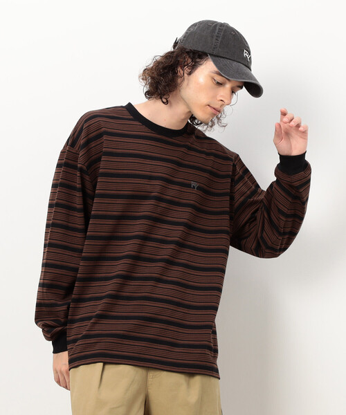 Purple&Yellow(パープルアンドイエロー)の「ランダムボーダー 長袖Tシャツ(Tシャツ/カットソー・メンズ・レッド/ホワイト/ブラウン・MEDIUM/LARGE/SMALL)」の11枚目の写真