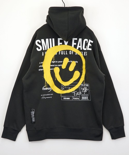 SMILEY FACE(スマイリーフェイス)の「【GROOVY STORE】SMILEY FACE 裏起毛ビッグサイズスプルオーバーパーカー(パーカー・メンズ・ブラック/ホワイト/スミクロ/インディゴブルー・LL/M/L)」の10枚目の写真