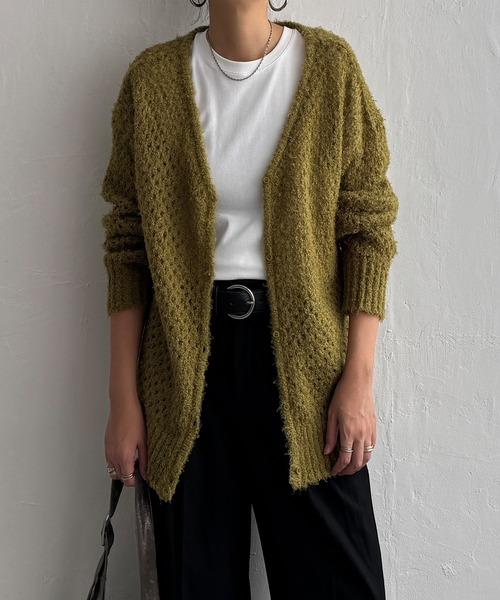 LBC（エルビーシー）の「フェザーメッシュカーディガン（カーディガン/ボレロ・レディース・オフホワイト/ブルー/ライトカーキ/チャコール・M）」の3枚目の写真