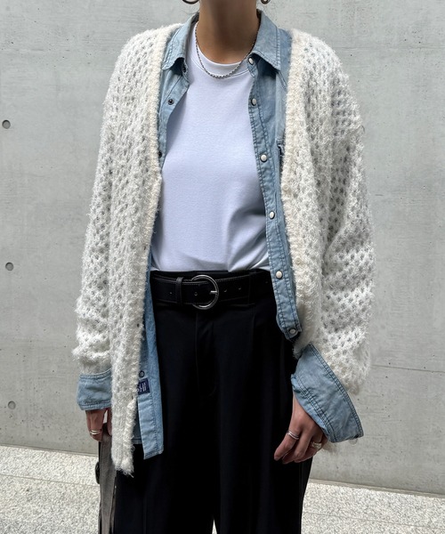 LBC（エルビーシー）の「フェザーメッシュカーディガン（カーディガン/ボレロ・レディース・オフホワイト/ブルー/ライトカーキ/チャコール・M）」の10枚目の写真