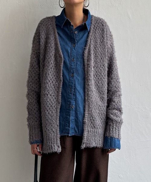 LBC（エルビーシー）の「フェザーメッシュカーディガン（カーディガン/ボレロ・レディース・オフホワイト/ブルー/ライトカーキ/チャコール・M）」の13枚目の写真