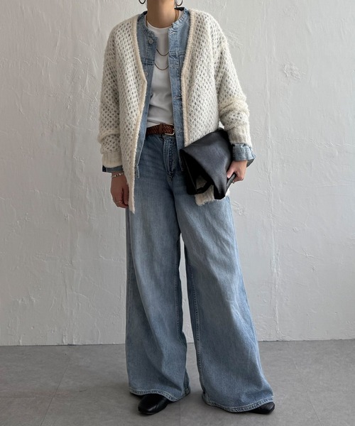 LBC（エルビーシー）の「フェザーメッシュカーディガン（カーディガン/ボレロ・レディース・オフホワイト/ブルー/ライトカーキ/チャコール・M）」の14枚目の写真