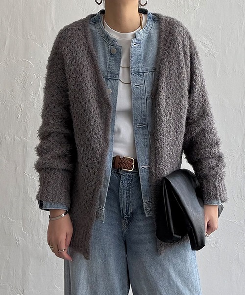 LBC（エルビーシー）の「フェザーメッシュカーディガン（カーディガン/ボレロ・レディース・オフホワイト/ブルー/ライトカーキ/チャコール・M）」の16枚目の写真