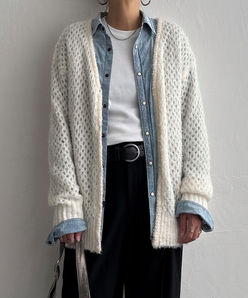 LBC（エルビーシー）の「フェザーメッシュカーディガン（カーディガン/ボレロ・レディース・オフホワイト/ブルー/ライトカーキ/チャコール・M）」の20枚目の写真