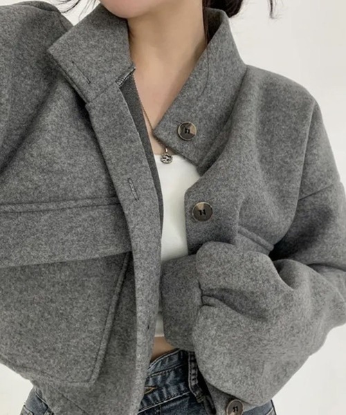 SPIGA(スピーガ)の「スタンドカラーショート丈ジャケット(その他アウター・レディース・アイボリー/ブラック/グレー・MEDIUM/LARGE/X-LARGE)」の3枚目の写真