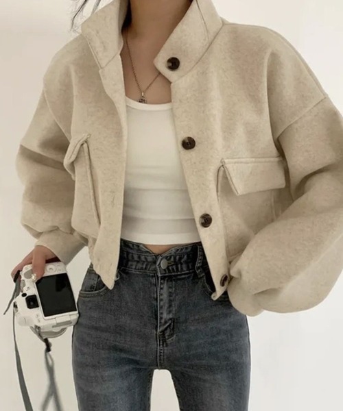 SPIGA(スピーガ)の「スタンドカラーショート丈ジャケット(その他アウター・レディース・アイボリー/ブラック/グレー・MEDIUM/LARGE/X-LARGE)」の9枚目の写真