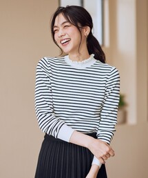 【6色展開】フリルネックニット