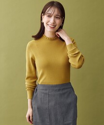 【6色展開】フリルネックニット