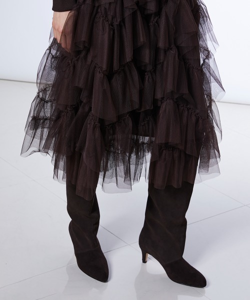 DOUBLE STANDARD CLOTHING（ダブルスタンダードクロージング）の「チュールドッキングワンピース（ワンピース・レディース・ブラック/ブラウン・FREE）」の10枚目の写真