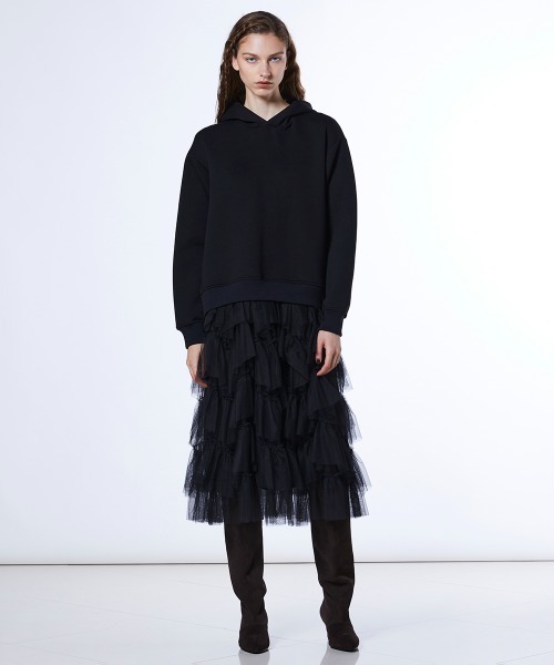 DOUBLE STANDARD CLOTHING（ダブルスタンダードクロージング）の「チュールドッキングワンピース（ワンピース・レディース・ブラック/ブラウン・FREE）」の14枚目の写真