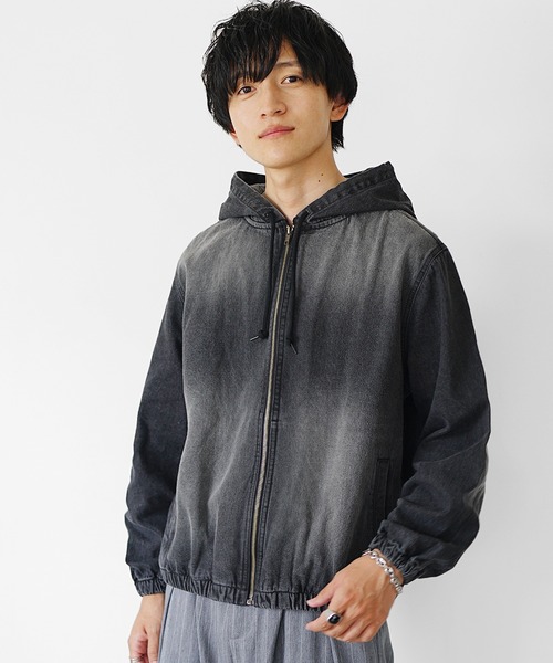 MinoriTY（マイノリティ）の「【MinoriTY】ヴィンテージ加工フルジップデニムパーカー メンズ 秋服 冬服 春服（パーカー・メンズ・ブラック/ライトブルー/ライトグレー・M/L/LL）」の8枚目の写真