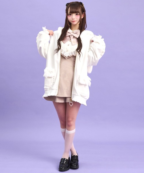 Secret Honey(シークレットハニー)の「うさ耳ファーパーカー(パーカー・レディース・オフホワイト/ブラック・FREE)」の3枚目の写真