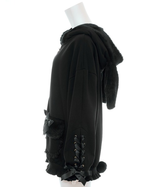 Secret Honey(シークレットハニー)の「うさ耳ファーパーカー(パーカー・レディース・オフホワイト/ブラック・FREE)」の8枚目の写真