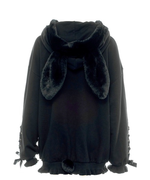 Secret Honey(シークレットハニー)の「うさ耳ファーパーカー(パーカー・レディース・オフホワイト/ブラック・FREE)」の9枚目の写真