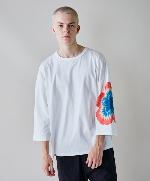 rehacer(レアセル)の「rehacer : Bloom Dye Sleeve CS / ブルームダイ スリーブカットソー(Tシャツ/カットソー・メンズ・ホワイト/ブラック・SMALL/MEDIUM/LARGE/X-LARGE)」の13枚目の写真