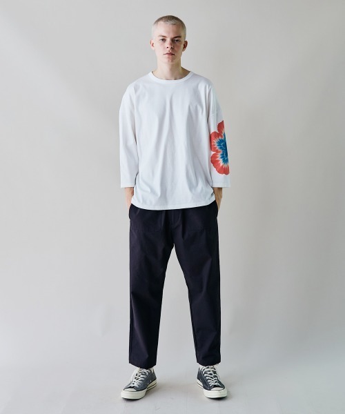 rehacer(レアセル)の「rehacer : Bloom Dye Sleeve CS / ブルームダイ スリーブカットソー(Tシャツ/カットソー・メンズ・ホワイト/ブラック・SMALL/MEDIUM/LARGE/X-LARGE)」の11枚目の写真