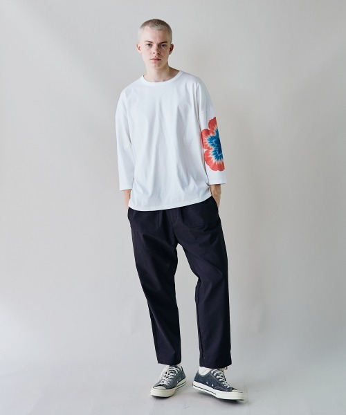 rehacer(レアセル)の「rehacer : Bloom Dye Sleeve CS / ブルームダイ スリーブカットソー(Tシャツ/カットソー・メンズ・ホワイト/ブラック・SMALL/MEDIUM/LARGE/X-LARGE)」の10枚目の写真